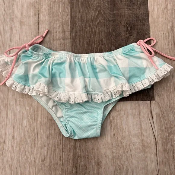 Well Dressed Wolf Go Wildling Turquoise Blue 2 piece Swim Bikini, Girls Sz 7,EUC